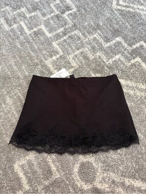 Windsor Black Lace-Trim Mini Skirt